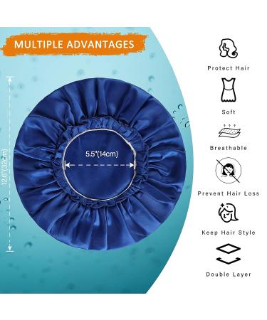 Satin Double-Layered Sleep Bonnet for Women | Blue Satin Night Cap with Premium Elastic Band - Buy Online on GoSupps.com
