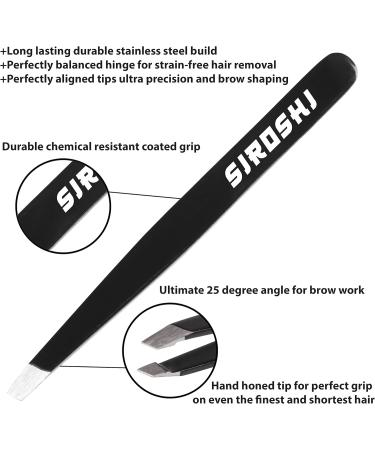 Siroshi Tweezers - Eyebrow Precision Slant Tweezers (Black) - Buy Online on GoSupps.com