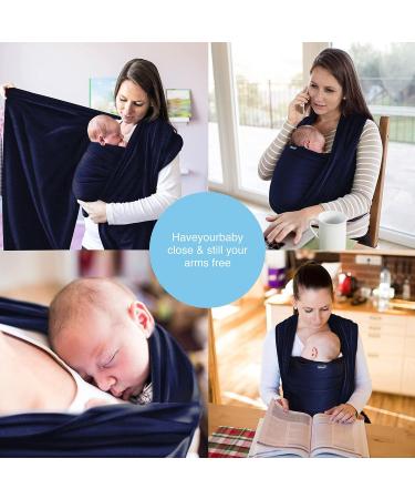 100% Cotton Baby Wrap Carrier - Navy Blue | For Newborns & Babies Up to 15 Kg | Includes Storage Bag & Bib | Made with Love by Makimaja - Buy Online on GoSupps.com