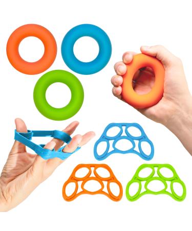 RMS Hand Grip Strengthener Finger Exerciser Grip Strength Trainer 6 Pieces Kit for Finger Wrist Carpal Tunnel Arthritis Pain Relief. Stress Relief - Occupational Equipment for Disabled