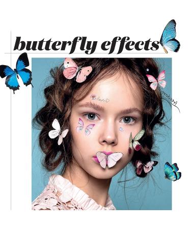 Glitter Butterfly Temporary Tattoos Stickers - Waterproof Body Stickers for Girls, Fairy Wings & Flowers Design - Fake Tattoo Decorations for Kids & Women - Purple - Buy Online on GoSupps.com