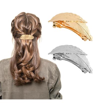 Kioiner 2 Pcs Vintage Leaf Hair Clips Metal Leaf Hair Clips Barrettes 8cm Hair Pin Hair Accessories for Women Lady Girls Bridal Bridesmaid - Buy Online on GoSupps.com