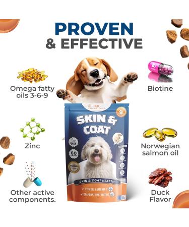 K9 Laboratories Skin & Coat Chews - Dog Supplement - For Healthy Skin and Shiny Coat - Reduces Itching Shedding and Skin Irritation - 100% Natural - - Buy Online on GoSupps.com