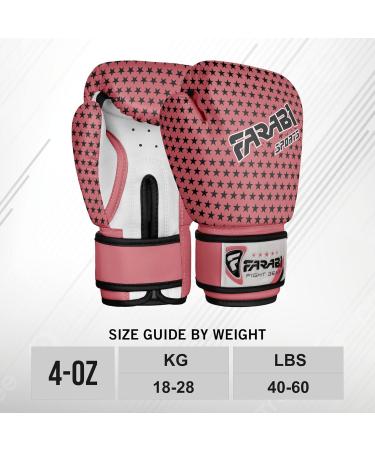 Farabi Sports 4 oz Pink Star Boxing Gloves for Kids | MMA Muay Thai & Kickboxing (Ages 4-9) - Buy Online on GoSupps.com