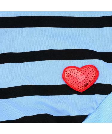 Zweitea Dog Shirts for Small Dogs - Summer Striped T-Shirt Soft Cotton Puppy Clothes with Love Heart Design Blue L - Ideal Chihuahua Pullover - Buy Online on GoSupps.com