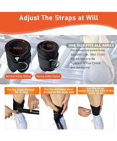 AOHO MOOON Adjustable Neoprene Ankle Wrist Cuffs with D-Ring for Cable Machine - Black (Pair) - Buy Online on GoSupps.com
