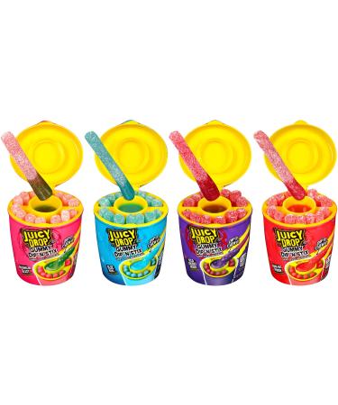 Juicy Drop Gummy Dip 'N Stix, Sweet Gummy Sticks w Sour Dipping Gel, 8 Pack - Fun Candy for Birthdays and Celebrations