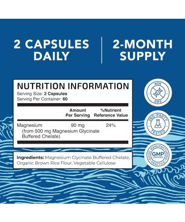 Magnesium Glycinate 500mg | Chelated for High Absorption | Muscle Relaxation Bones Heart Nerve Rest & Calm Support for Women & Men | Magnesium Chelate Supplement & Bisglycinate Complex | 120ct Magnesium 500 - Buy Online on GoSupps.com