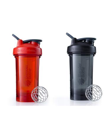 BlenderBottle Pro Series Lot de 2 bouteilles shaker base arrondie avec protection anti-goutte 680 ml Black - Orange
