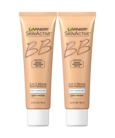 Garnier Skin Skinactive Bb Cream Oil-Free Face Moisturizer, Light/Medium, 2 Count 2 Fl Oz (Pack of 2)
