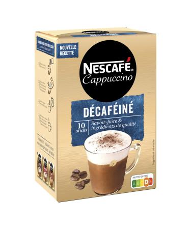 Nescafé Decaf Cappuccino - Soluble Coffee - Box of 10 Sticks - Pack of 6 Boxes (60 Sticks)