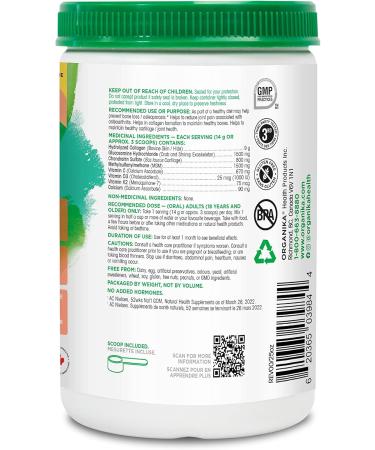 Organika Enhanced Collagen Bone and Joint Powder- with Glucosamine MSM Chondroitin Sulfate Vitamin D3 and K2- Help Restore Bone and Joint Health- 280g 1 Nutritional Supplement - Buy Online on GoSupps.com