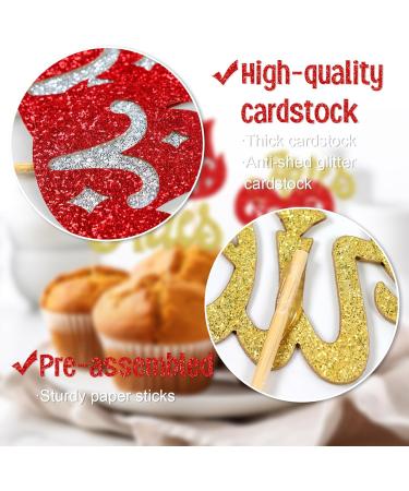 24Pcs Aries Cupcake Toppers Zodiac Themed Birthday Cake Picks Big Aries Energy Aries Season Aries Birthday Party Decorations Red & Gold Glitter - Buy Online on GoSupps.com