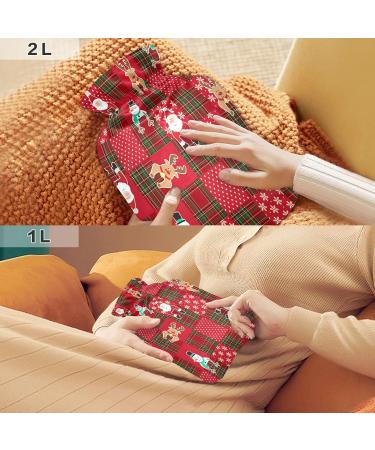 Heat Bottle with Snowman & Santa Claus Fleece Cover - 2L Warm-Up Bag for Hot/Cold Compress - Buy Online on GoSupps.com
