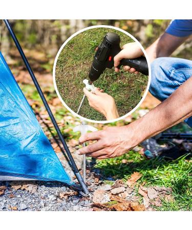 18 Heavy Duty Metal Camping Tent Stakes with Luminous Head - Ground Anchor Pegs with Hex Head Driver and Storage Box - Buy Online on GoSupps.com