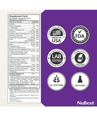 NuBest Tall Fizzy - Bone Strength Immunity Digestive Health for Kids Age 4+ & Teens | Probiotic Calcium Magnesium from Red Marine Algae Vitamins | 10 Orange Effervescent Tablets | 2 Weeks Supply 10 Count (Pack of 1) - Buy Online on GoSupps.com