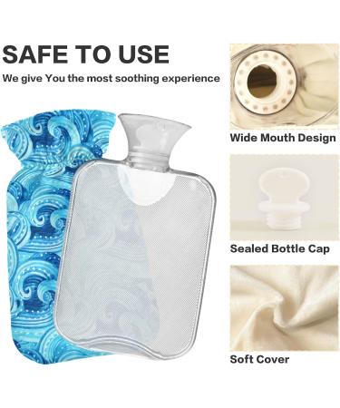 Naanle Watercolor Heat Bottle Ocean Waves Design | 1L Hot Water Bottle for Bed & Therapy | Ideal for Hand & Feet Relief | Convenient Transparent Bag Included - Buy Online on GoSupps.com