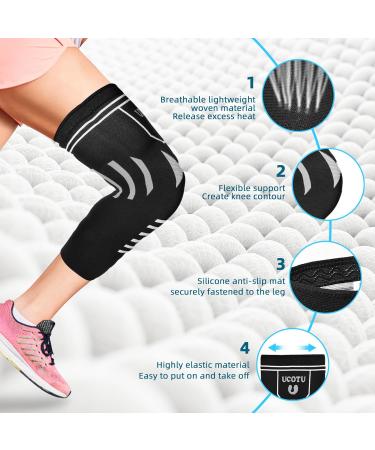 Knee Compression Sleeve - Lightweight Breathable & Non-Slip | Ideal for Arthritis Pain Relief & Sports - Medium Black - Buy Online on GoSupps.com