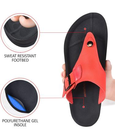 AEROTHOTIC Women's Trench Arch Support Sandals - Red (Size 9) | Adjustable Strap - Buy Online on GoSupps.com