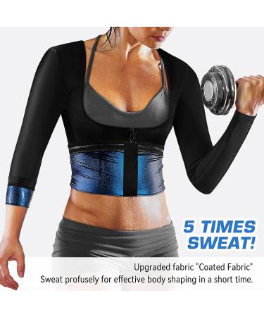 Women's Weight Loss Sauna Suit Shirt Jacket | Long Sleeve Sweat Vest | Blue Medium - Buy Online on GoSupps.com