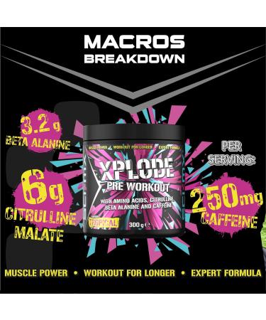 SCI-MX - X-PLODE Pre-Workout - 300g - Tropical Flavour - 250mg Caffeine 6g Citrulline Malate 3.2g Beta Alanine / serving - Suitable for Vegetarians + Vegans - Buy Online on GoSupps.com