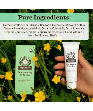 Moon Valley Organics Rejuvenating Body Rub with Arnica Mint & Lavender - Soothing Salve for Sore Muscles - Moisturizing & Cooling Relaxation for All Ages - Buy Online on GoSupps.com