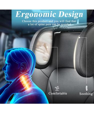 Adjustable Car Headrest for Kids & Adults - 180 Breathable Leather Neck Support for Long Trips (Black) - Buy Online on GoSupps.com