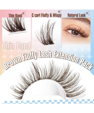 Buy Brown Lash Clusters Fluffy Eyelash Extensions 192pcs Wispy Cat Eye Lashes Left & Right Individual Lashes | International Shipping Available - Buy Online on GoSupps.com