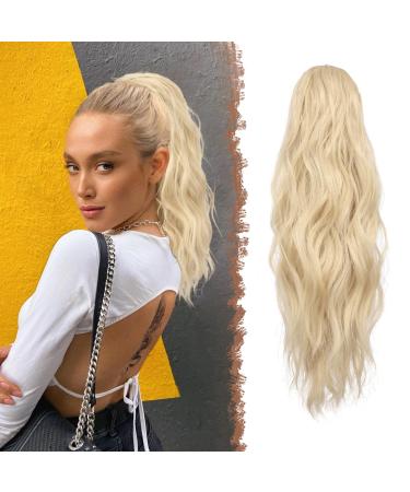 FESHFEN Ponytail Extensions Drawstring Ponytails Hair Extension Platinum Blonde Long Curly Wavy Hair Piece Synthetic Pony Tail Hairpieces for Women 18 inch 18 Inch Platinum Blonde - Buy Online on GoSupps.com