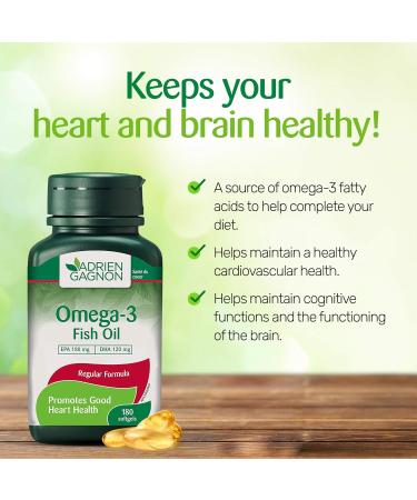 Adrien Gagnon - Omega 3 Fish Oil 1000mg 180 Softgels 180mg EPA and 120mg DHA Supplements for Heart Health and Brain Support Premium Fish Oil Vitamins for Adults and Kids - Buy Online on GoSupps.com