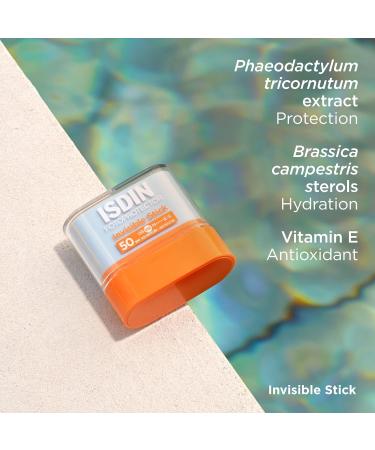 ISDIN Invisible Stick SPF 50 Invisible Sunscreen Stick for Sensitive Areas that is Applied Comfortably 10 gr - Buy Online on GoSupps.com