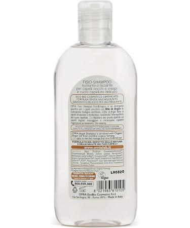  Omia Omia Fisio Eco Bio Shampoo with Argan Oil suitable for frequent use - ideal for dry and brittle hair nourishing action - Dermatologically tested SLES and PEG free - 250 ml - Buy Online on GoSupps.com