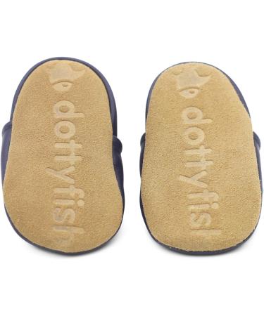 Dotty Fish Soft Leather Baby Shoes - Navy Toddler Shoes for Girls, Multi-Coloured Spotty Dotty Design, Size 2-3 Years (8 UK Child) - Buy Online on GoSupps.com