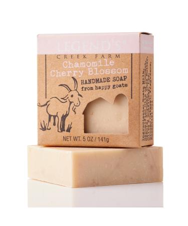 Legend’s Creek Farm, Goat Milk Soap, Moisturizing Cleansing Bar for Hands and Body, Creamy Lather and Nourishing, Gentle For Sensitive Skin, Handmade in USA, 5 Oz Bar (Chamomile Cherry Blossom O.S.)