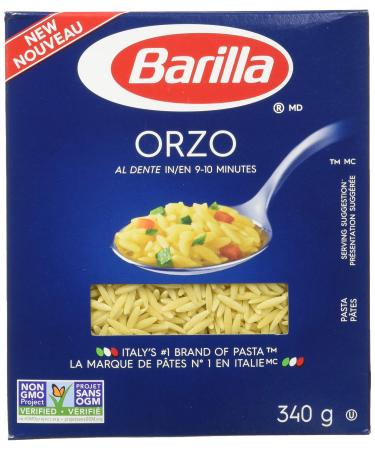 Barilla Orzo Soup Cuts Pasta | 340 Grams (Pack Of 16) | Rice Shaped Noodles for Soups Sauce and Salad | Non-GMO Pasta Made with Durum Wheat Semolina | Enriched with Iron and B Vitamins | Kosher Certified