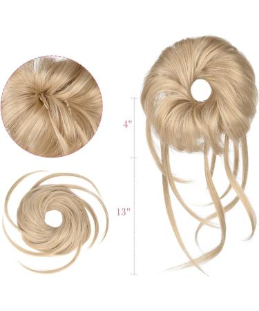 REECHO Super Long Tousled Messy Bun Hair Piece - Medium Blonde with Pale Highlights | Wavy Ponytail Scrunchie for Women - Buy Online on GoSupps.com