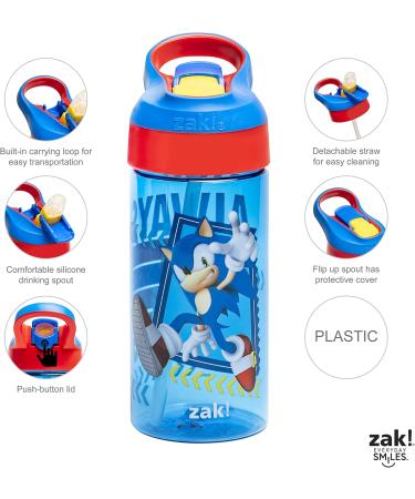 Zak Designs Sonic the Hedgehog Kids Water Bottle - 17.5 oz, Pack of 2, Leak-Proof, Non-BPA, Durable Plastic, Spout Cover, Carrying Loop - Ideal for Travel - Buy Online on GoSupps.com
