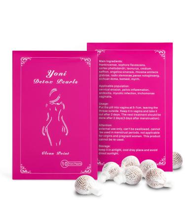 wuuair 10PCS Yoni Pearls Detox Balls with Feather and Applicator Herbal Essence for Cleansing PH Balance with PH Test Card