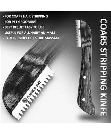 FLAMIA & JABZ Professional Stripping Knife Kit - 6 Piece Set for Dogs & Pets | Wooden Handle, Stainless Steel Blade (Right Handed, Black) - Buy Online on GoSupps.com