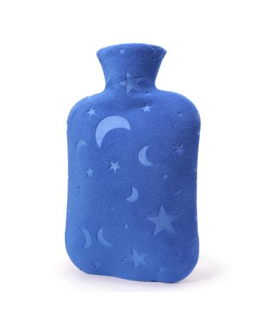 DICEVER Hot Water Bottle with Soft Cover - 2L Hot Water Bag for Cozy Nights, Feet and Bed Warmer, Blue