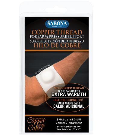 Sabona Copper Thread Forearm Support White and Blue Forearm Support Band Large/X-Large 10"-13" Large/X-Large White
