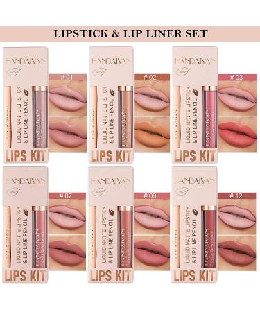 Seawave Nude Lip Liner and Lipstick Set - 12 Pcs Long Lasting Waterproof Matte Lipgloss for Black Mature Women - Makeup Gift Set - Buy Online on GoSupps.com