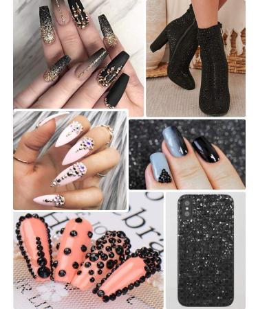 Spearlcable 5400 Pieces Crystal Nail Rhinestones Set - Black and Gold Flat Back Round Beads for Crafts and Nail Art - 6 Mixed Size(Color B) - Buy Online on GoSupps.com