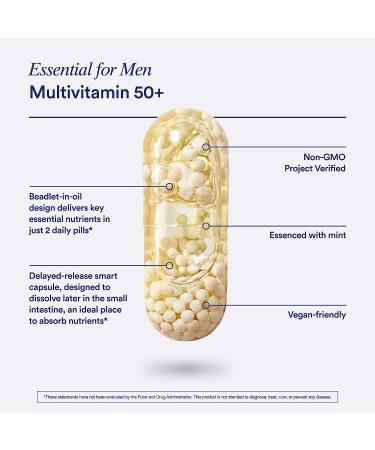 Ritual Men's 50+ Multivitamin with Zinc, Vitamins A & D3 for Immune Support | Omega-3 DHA, B12, K2 | Gluten-Free, Non-GMO | 30 Day Supply, 60 Vegan Capsules - Buy Online on GoSupps.com