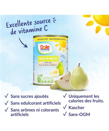 Dole Canned Fruit Pear Halves in Water Non-GMO No Sugar Added & No Artificial Sweeteners 540 ml 12 Count Pear Halves 540ml - Buy Online on GoSupps.com