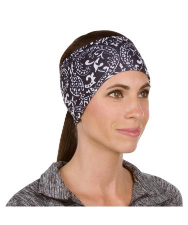 TrailHeads Women's Patterned Ponytail Headband - Black & White | Stylish Comfortable & Perfect for Active Lifestyle | International Shipping Available - Buy Online on GoSupps.com