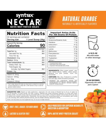 Buy Syntrax Nutrition Nectar Naturals 100% Whey Isolate Protein Powder - Natural Orange Flavor (2 lbs) - International Shipping Available - Buy Online on GoSupps.com