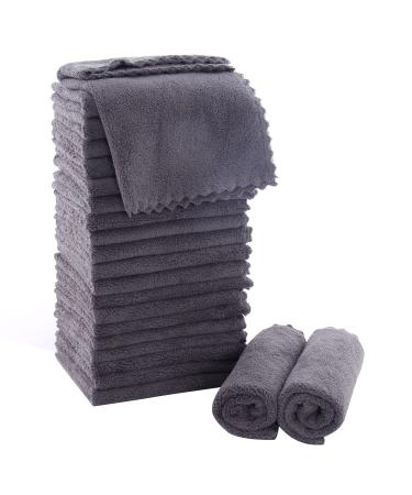 MOONQUEEN Ultra Soft Premium Washcloths Set - 12 x 12 inches - 24 Pack - Quick Drying - Highly Absorbent Coral Velvet Bathroom Wash Clothes - Use as Bath, Spa, Facial, Fingertip Towel (Grey) Grey 12 x 12 Inch(Pack of 24)