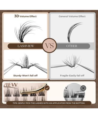 LASHVIEW 3D Wispy Cluster Lashes - Reusable Multilayered Eyelash Extensions (10-16mm) | Fluffy DIY Eyelash Clusters for Stunning Volume - Buy Online on GoSupps.com