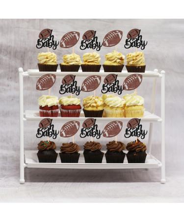 24 Pack Oh Baby American Football Cupcake Toppers Glitter Rugby Ball Oh Baby Cupcake Picks for Super Rugby Sports Theme Baby Shower Kids Birthday Party Cake Decorations Brown 1-oh Baby - Buy Online on GoSupps.com